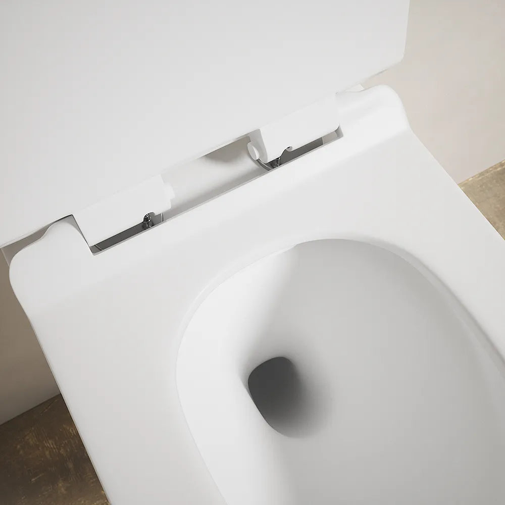 Vaso WC sospeso in ceramica bianco opaco rimless salvaspazio con sedile soft-close | Parigi