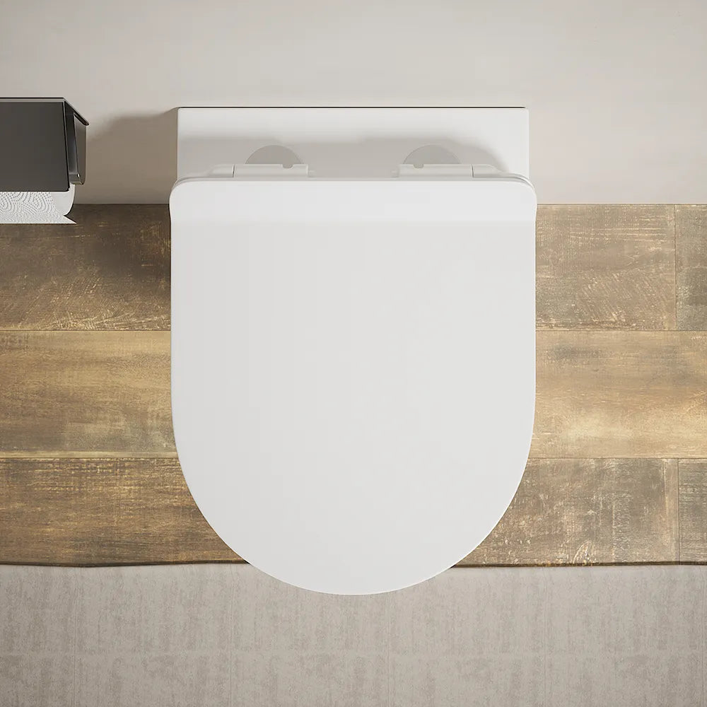 Vaso WC sospeso in ceramica bianco opaco rimless salvaspazio con sedile soft-close | Parigi
