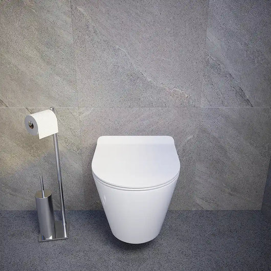 Vaso sospeso rimless in ceramica bianco lucido con sedile soft-close | Barcellona