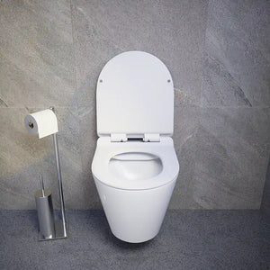 Vaso sospeso rimless in ceramica bianco lucido con sedile soft-close | Barcellona