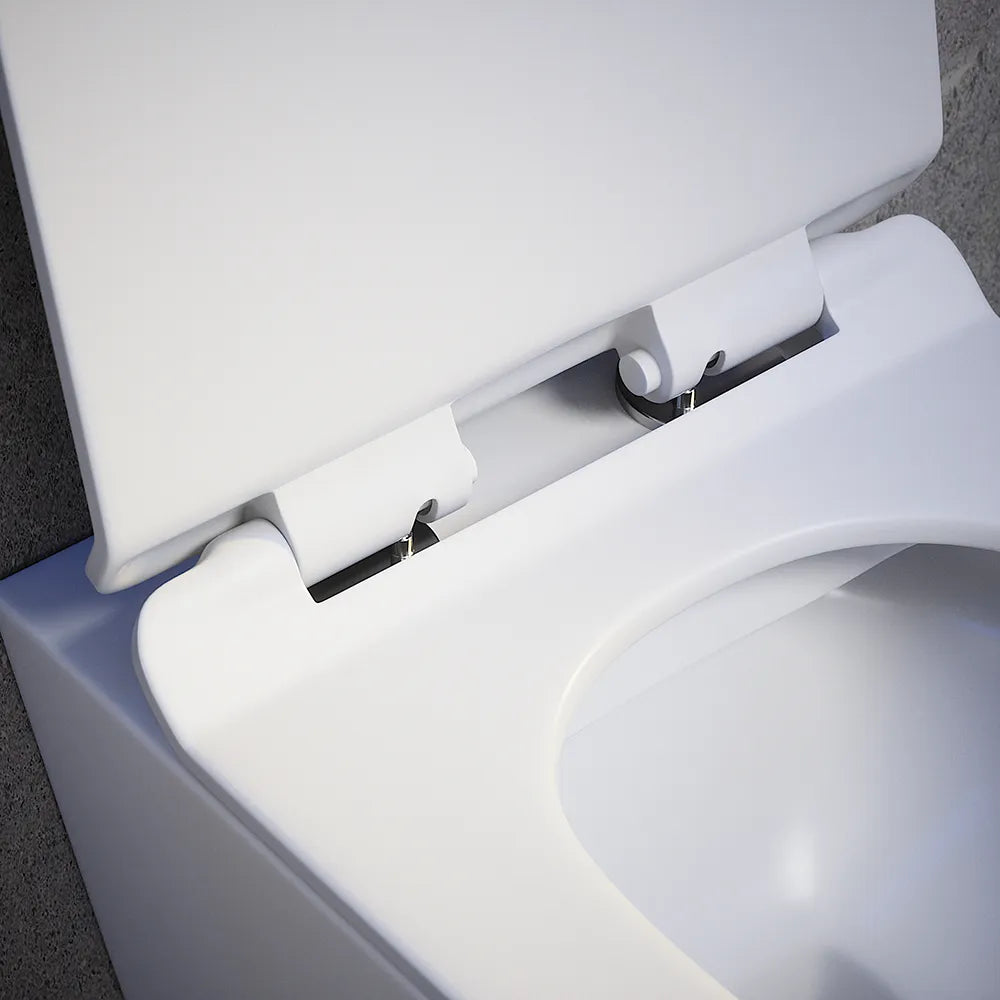 Vaso sospeso rimless in ceramica bianco lucido con sedile soft-close | Barcellona