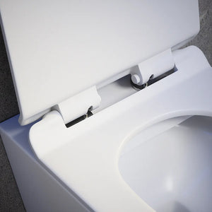 Vaso sospeso rimless in ceramica bianco lucido con sedile soft-close | Barcellona