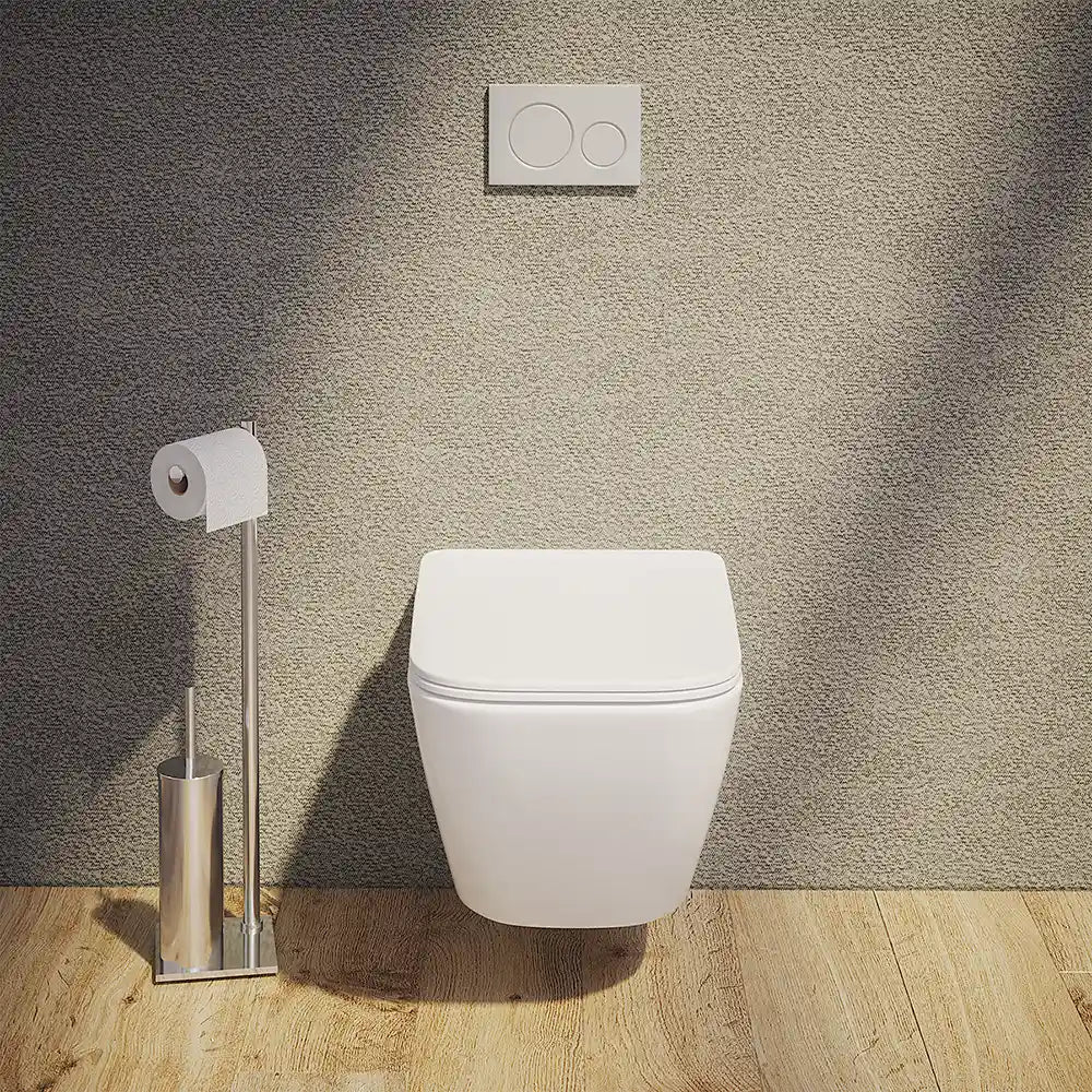 Vaso sospeso rimless in ceramica bianco lucido con sedile a chiusura rallentata | Venezia