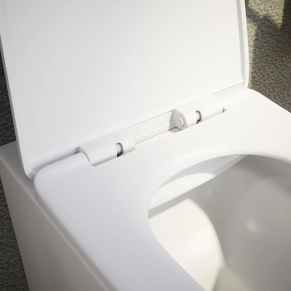 Vaso sospeso rimless in ceramica bianco lucido con sedile a chiusura rallentata | Venezia