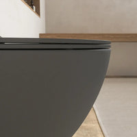 Vaso WC sospeso in ceramica grigio opaco rimless salvaspazio con sedile soft-close | Parigi