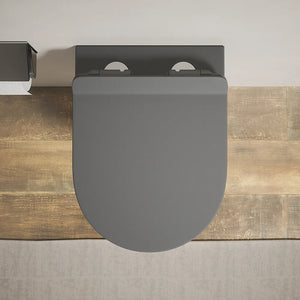 Vaso WC sospeso in ceramica grigio opaco rimless salvaspazio con sedile soft-close | Parigi
