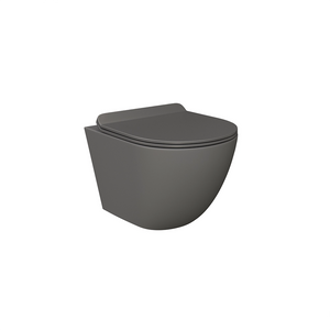 Vaso WC sospeso in ceramica grigio opaco rimless salvaspazio con sedile soft-close | Parigi