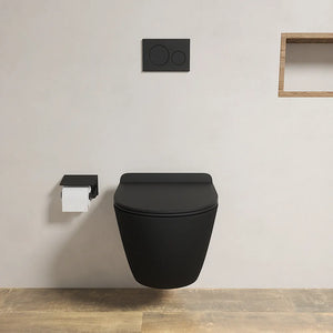 Vaso WC sospeso in ceramica nero opaco rimless salvaspazio con sedile soft-close | Parigi