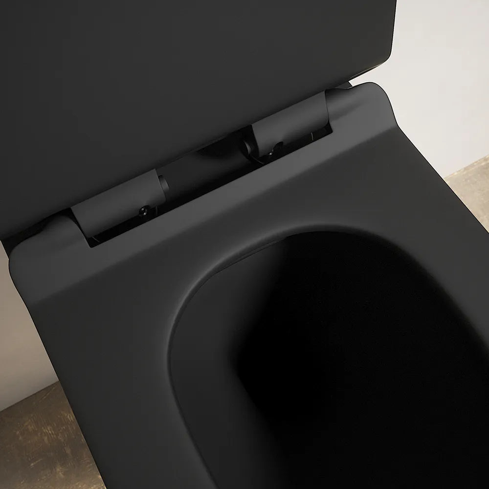 Vaso WC sospeso in ceramica nero opaco rimless salvaspazio con sedile soft-close | Parigi