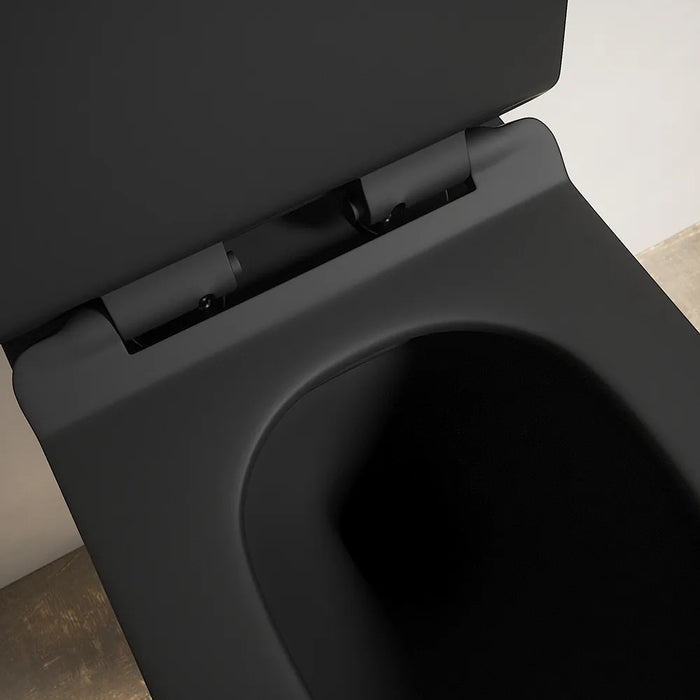 Vaso WC sospeso in ceramica nero opaco rimless salvaspazio con sedile soft-close | Parigi