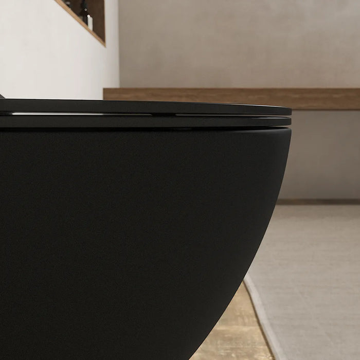 Vaso WC sospeso in ceramica nero opaco rimless salvaspazio con sedile soft-close | Parigi
