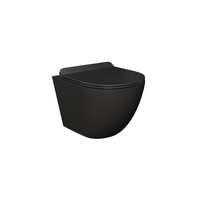 Vaso WC sospeso in ceramica nero opaco rimless salvaspazio con sedile soft-close | Parigi