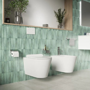 Sanitari sospesi in ceramica bianco lucido vaso tornado silent flush sedile soft-close e bidet | Rio