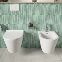 Sanitari sospesi in ceramica bianco lucido vaso tornado silent flush sedile soft-close e bidet | Rio