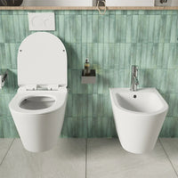 Sanitari sospesi in ceramica bianco lucido vaso tornado silent flush sedile soft-close e bidet | Rio