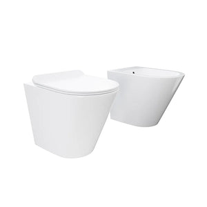 Sanitari sospesi in ceramica bianco lucido vaso tornado silent flush sedile soft-close e bidet | Rio