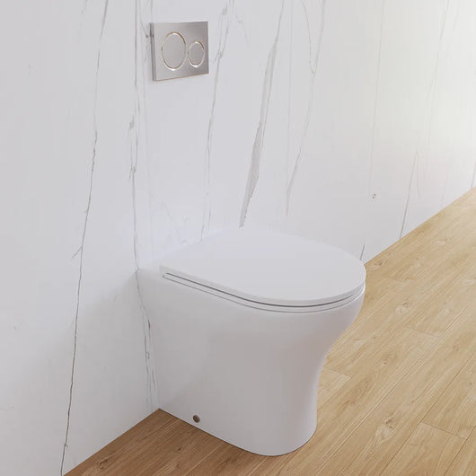 Vaso filomuro rimless in ceramica bianco lucido con sedile soft-close | Nassau