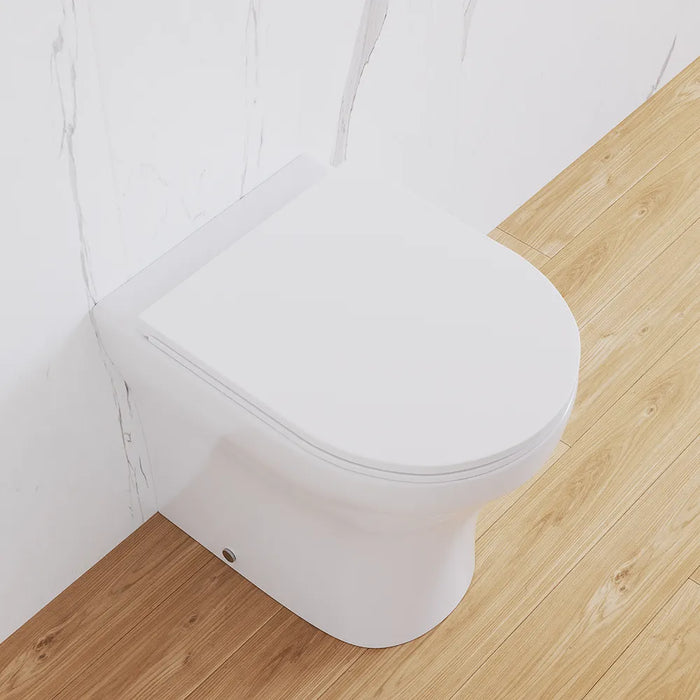 Vaso filomuro rimless in ceramica bianco lucido con sedile soft-close | Nassau