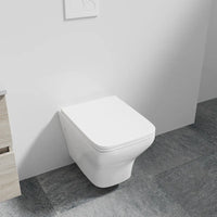 Vaso sospeso rimless in ceramica bianco lucido con sedile soft-close | Havana