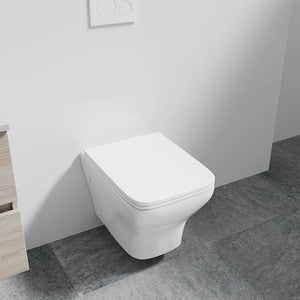 Vaso sospeso rimless in ceramica bianco lucido con sedile soft-close | Havana