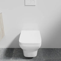 Vaso sospeso rimless in ceramica bianco lucido con sedile soft-close | Havana