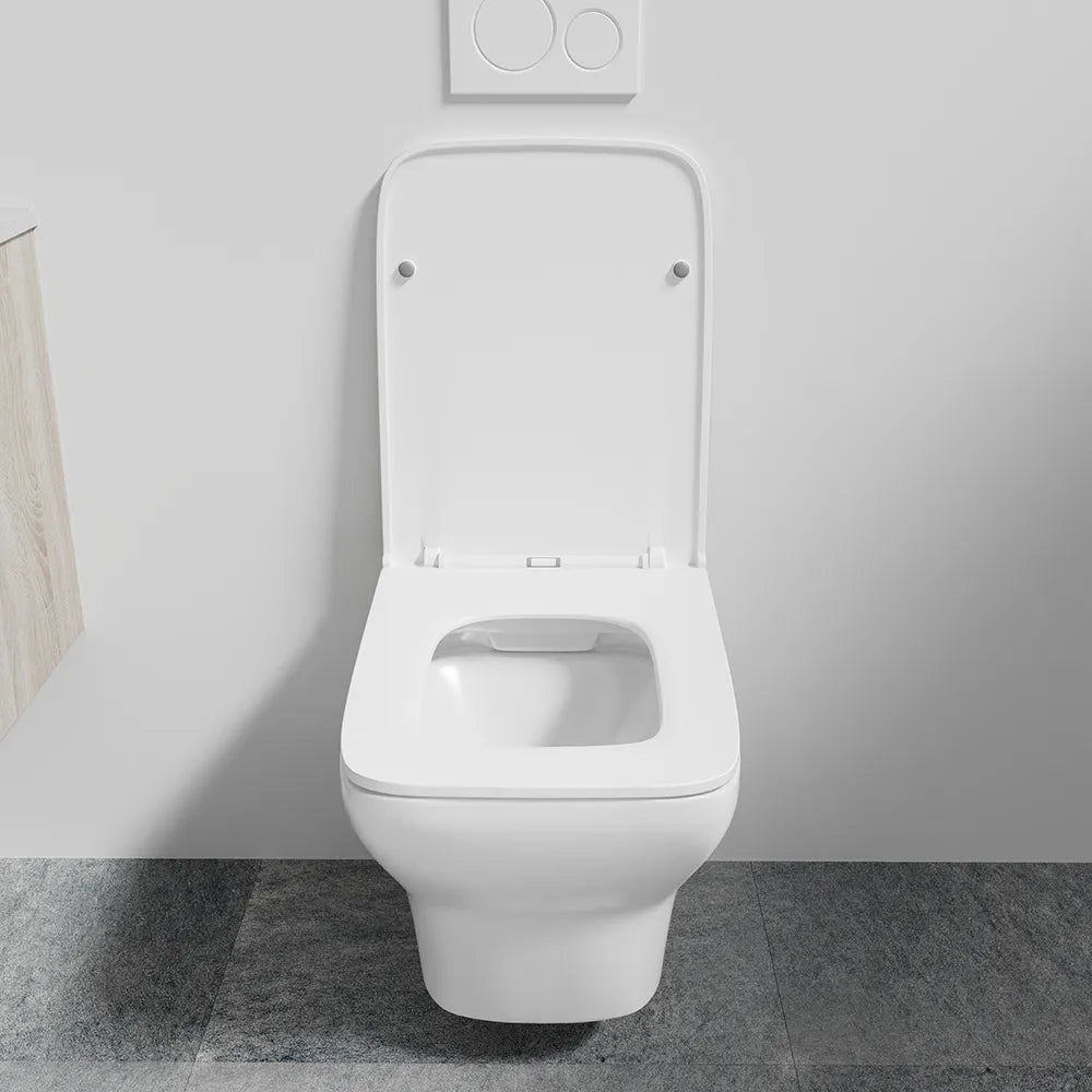 Vaso sospeso rimless in ceramica bianco lucido con sedile soft-close | Havana