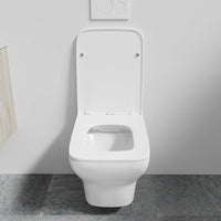 Vaso sospeso rimless in ceramica bianco lucido con sedile soft-close | Havana