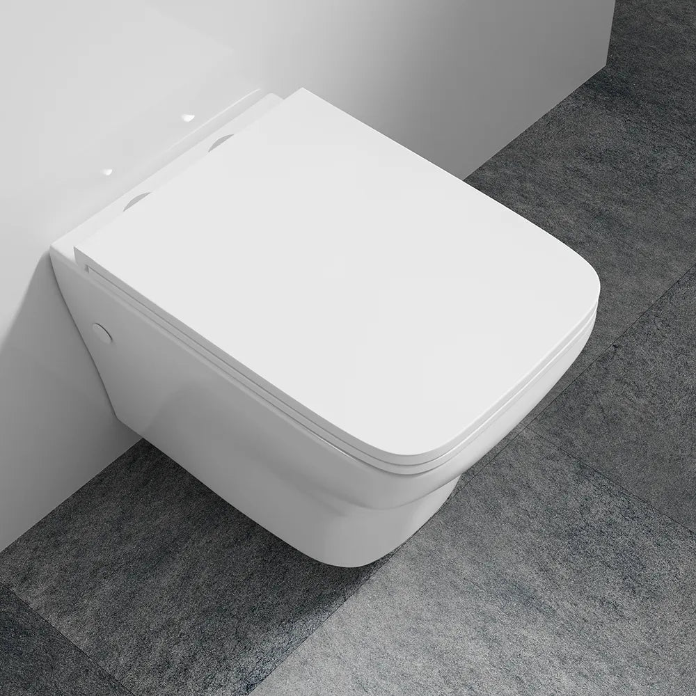 Vaso sospeso rimless in ceramica bianco lucido con sedile soft-close | Havana