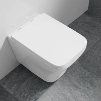 Vaso sospeso rimless in ceramica bianco lucido con sedile soft-close | Havana