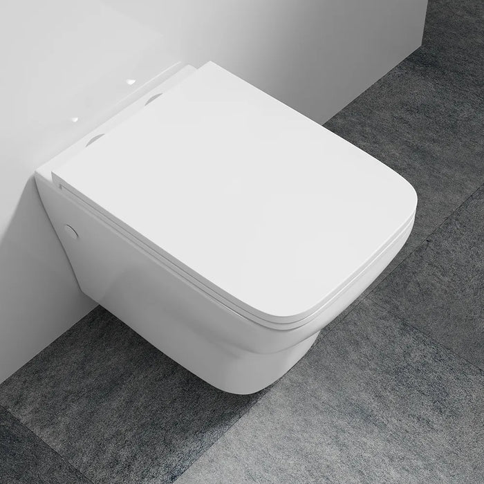 Vaso sospeso rimless in ceramica bianco lucido con sedile soft-close | Havana