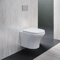 Vaso sospeso rimless in ceramica bianco lucido con sedile soft-close | Nassau