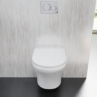 Vaso sospeso rimless in ceramica bianco lucido con sedile soft-close | Nassau