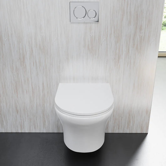 Vaso sospeso rimless in ceramica bianco lucido con sedile soft-close | Nassau