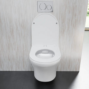 Vaso sospeso rimless in ceramica bianco lucido con sedile soft-close | Nassau