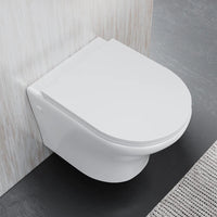 Vaso sospeso rimless in ceramica bianco lucido con sedile soft-close | Nassau