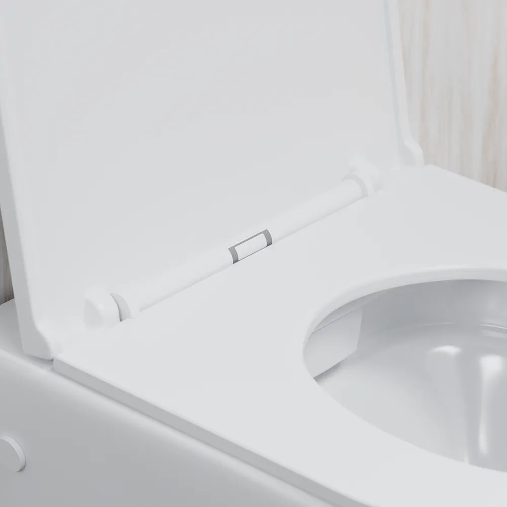 Vaso sospeso rimless in ceramica bianco lucido con sedile soft-close | Nassau