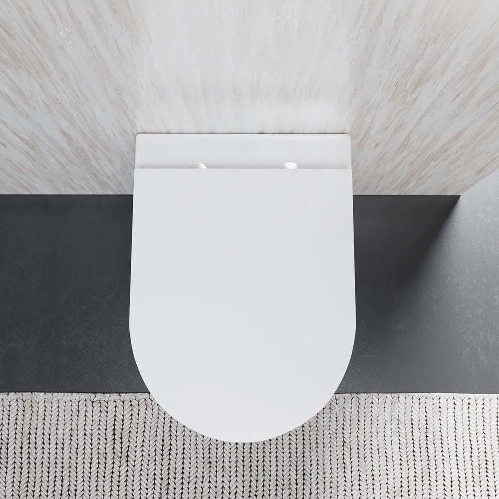 Vaso sospeso rimless in ceramica bianco lucido con sedile soft-close | Nassau