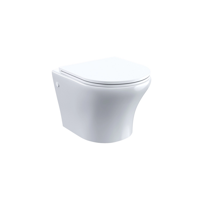 Vaso sospeso rimless in ceramica bianco lucido con sedile soft-close | Nassau