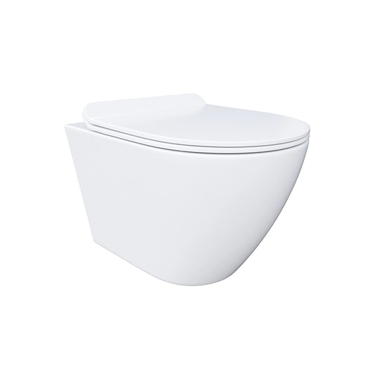 Vaso sospeso tornado silent flush in ceramica bianco lucido sedile con chiusura rallentata | Parigi