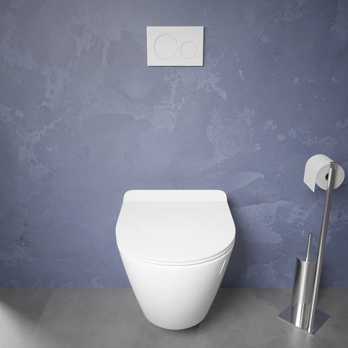 Vaso sospeso tornado silent flush in ceramica bianco lucido sedile con chiusura rallentata | Parigi