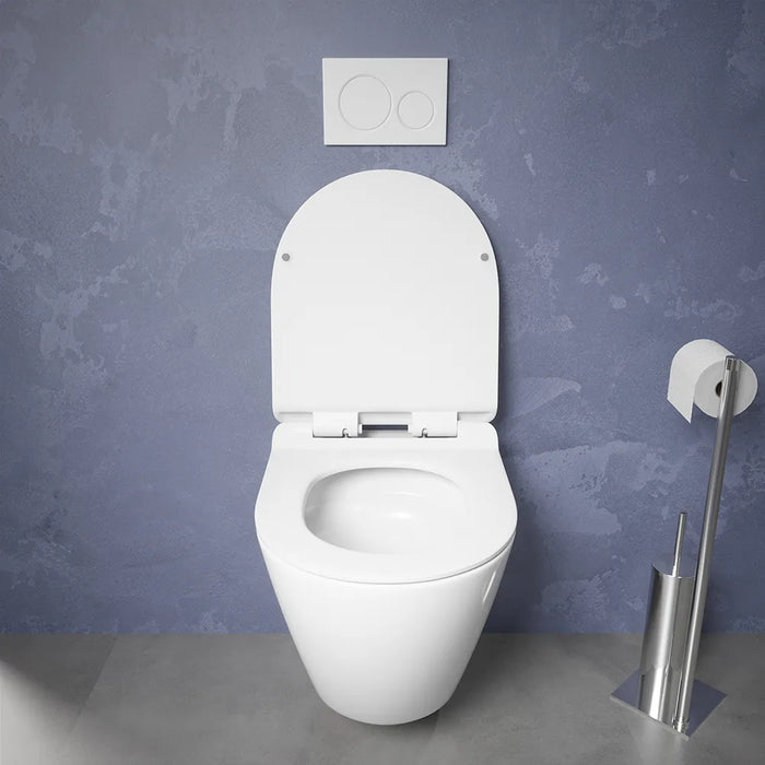 Vaso sospeso tornado silent flush in ceramica bianco lucido sedile con chiusura rallentata | Parigi