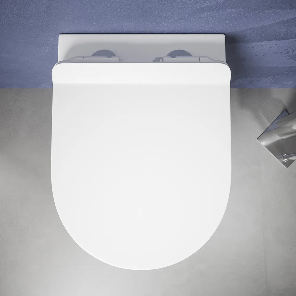 Vaso sospeso tornado silent flush in ceramica bianco lucido sedile con chiusura rallentata | Parigi