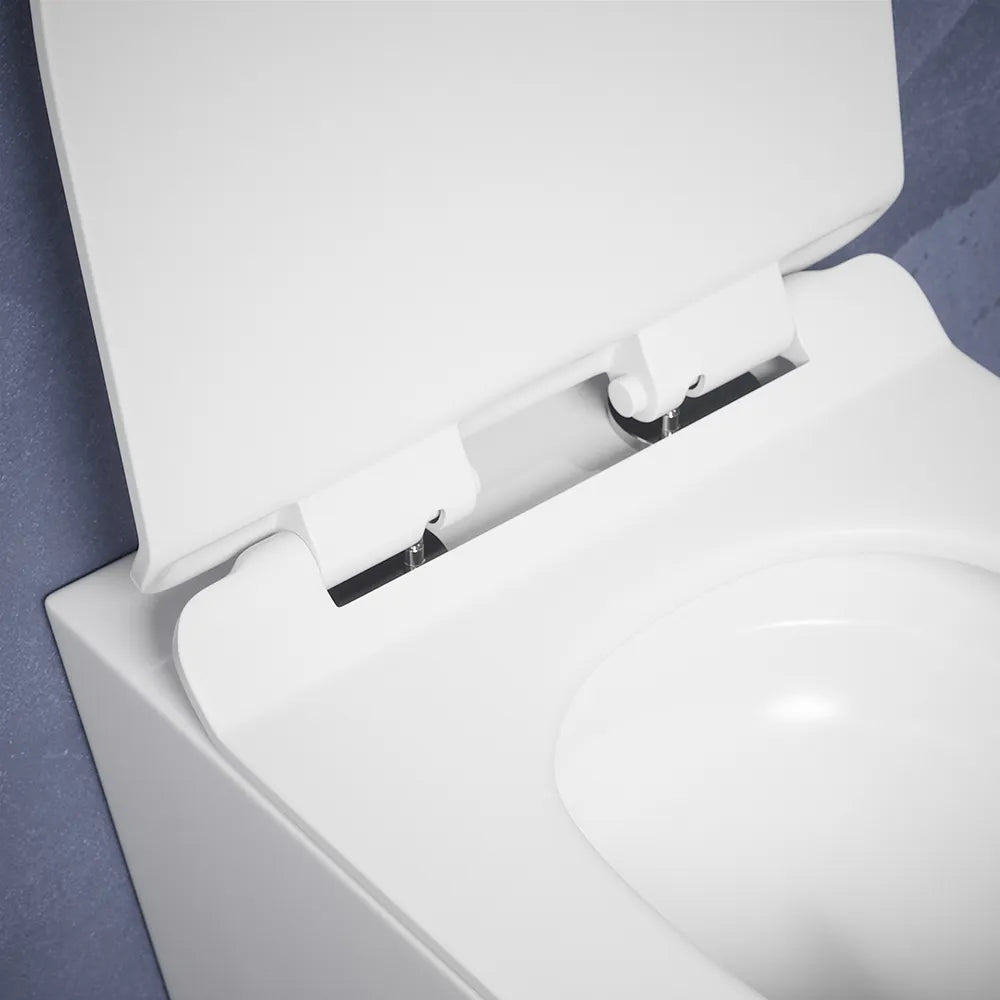 Vaso sospeso tornado silent flush in ceramica bianco lucido sedile con chiusura rallentata | Parigi