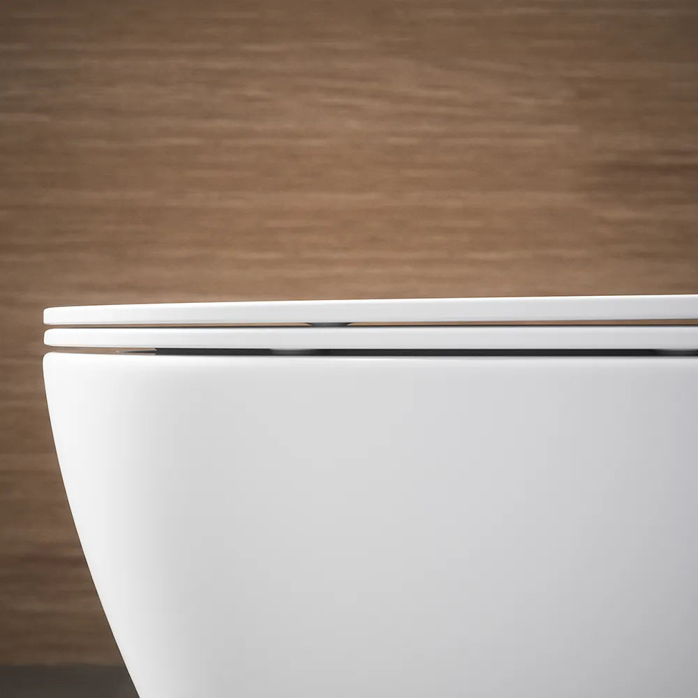 Vaso sospeso tornado silent flush in ceramica bianco lucido sedile con chiusura rallentata | Parigi