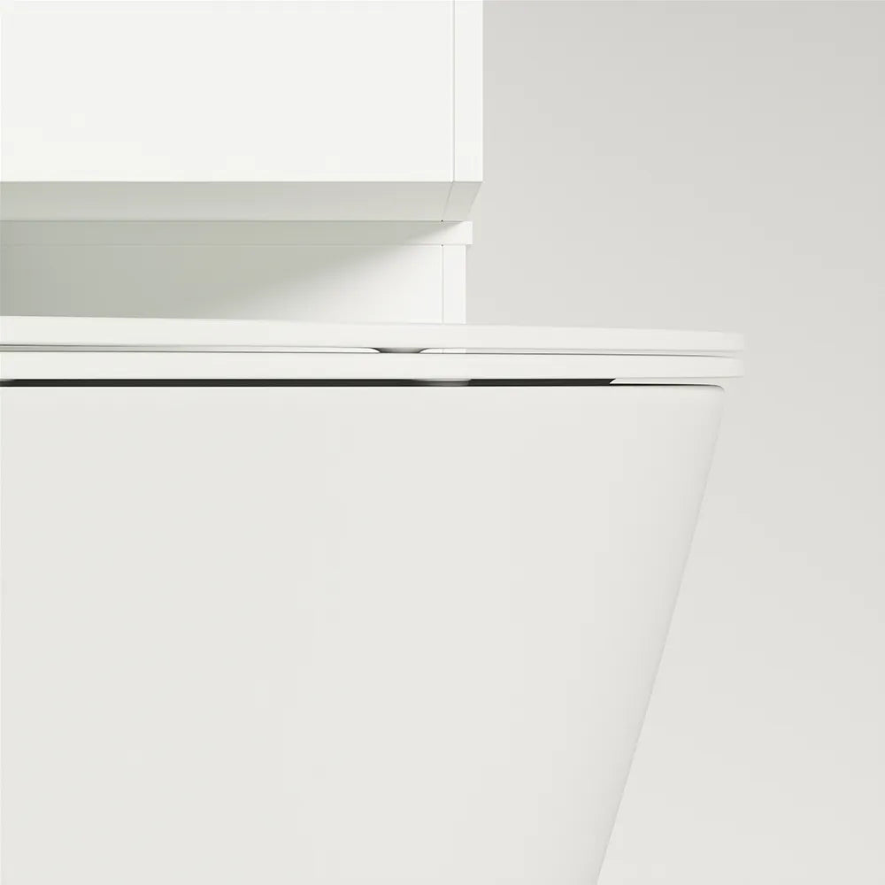 Vaso sospeso rimless in ceramica bianco lucido con copri-wc soft-close | Rio