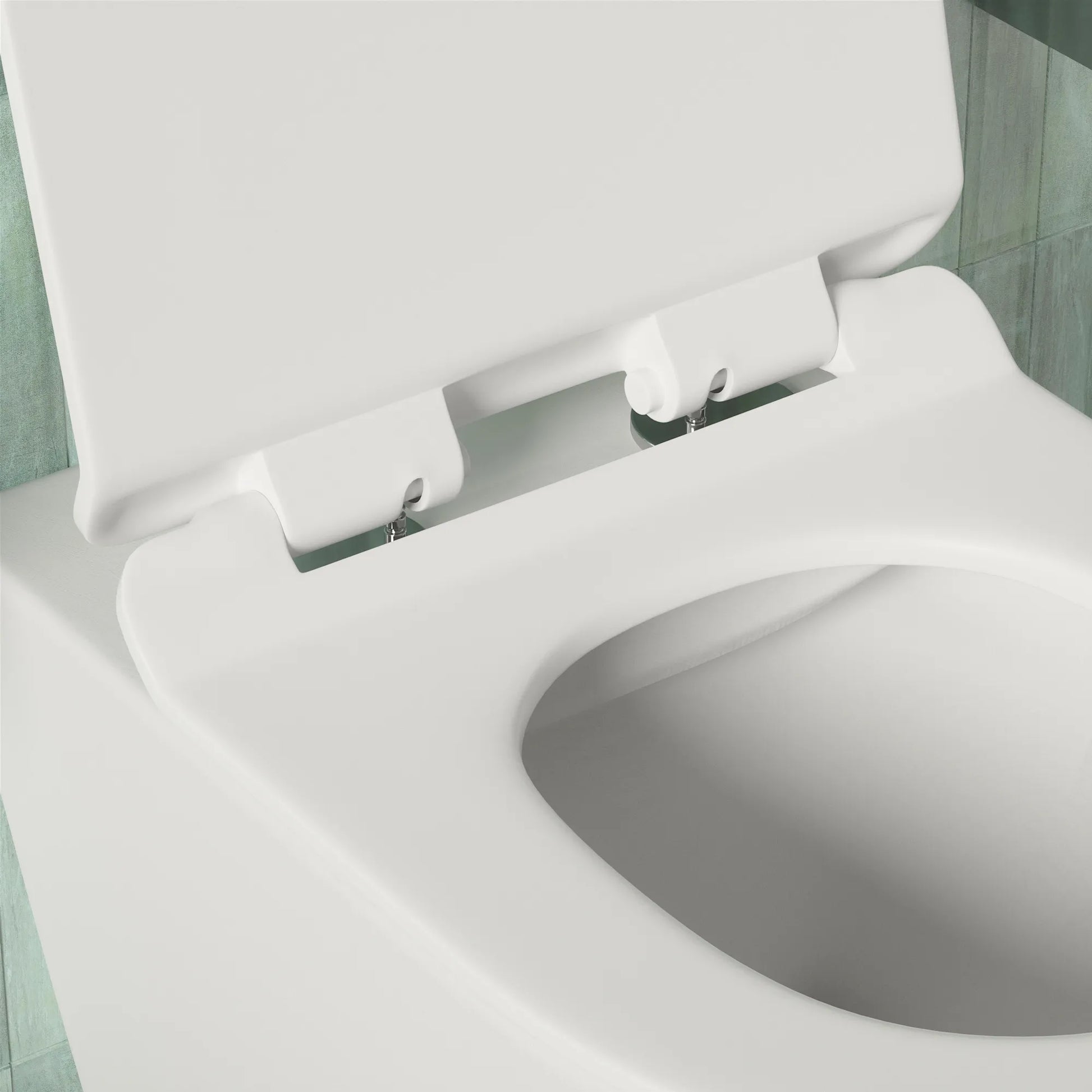 Vaso sospeso rimless in ceramica bianco lucido con copri-wc soft-close | Rio