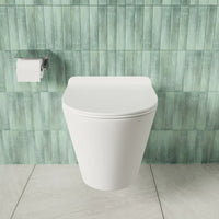 Vaso sospeso tornado silent flush in ceramica bianco lucido con copri-wc soft-close | Rio