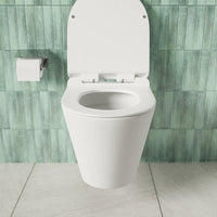 Vaso sospeso tornado silent flush in ceramica bianco lucido con copri-wc soft-close | Rio