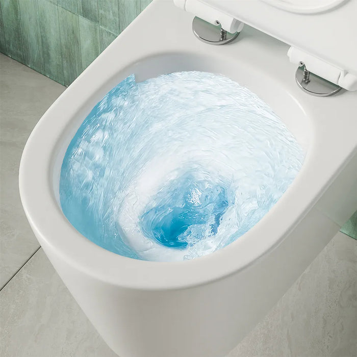 Vaso sospeso tornado silent flush in ceramica bianco lucido con copri-wc soft-close | Rio