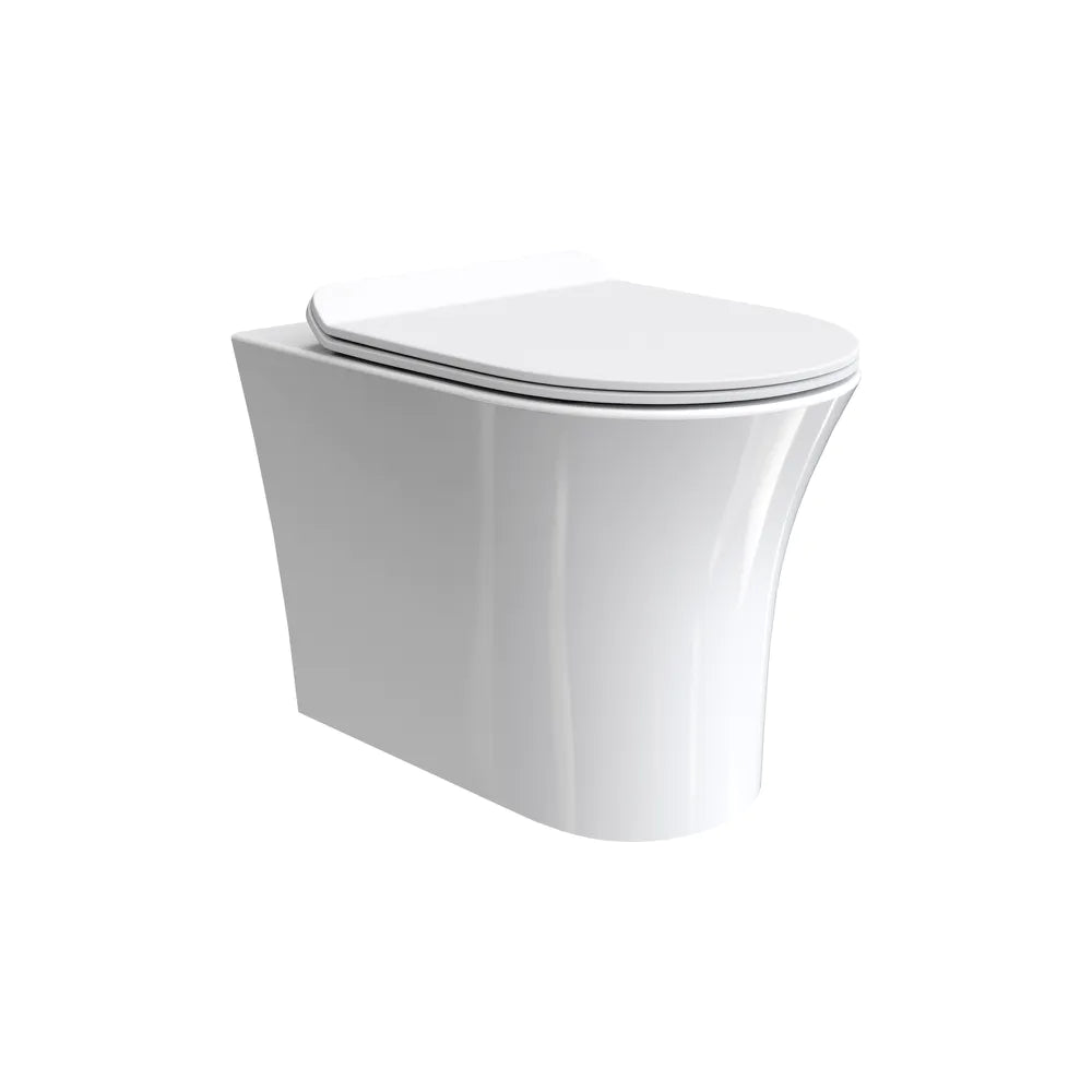 Vaso filo muro in ceramica bianca lucida con sedile copri-wc softclose | Sofia